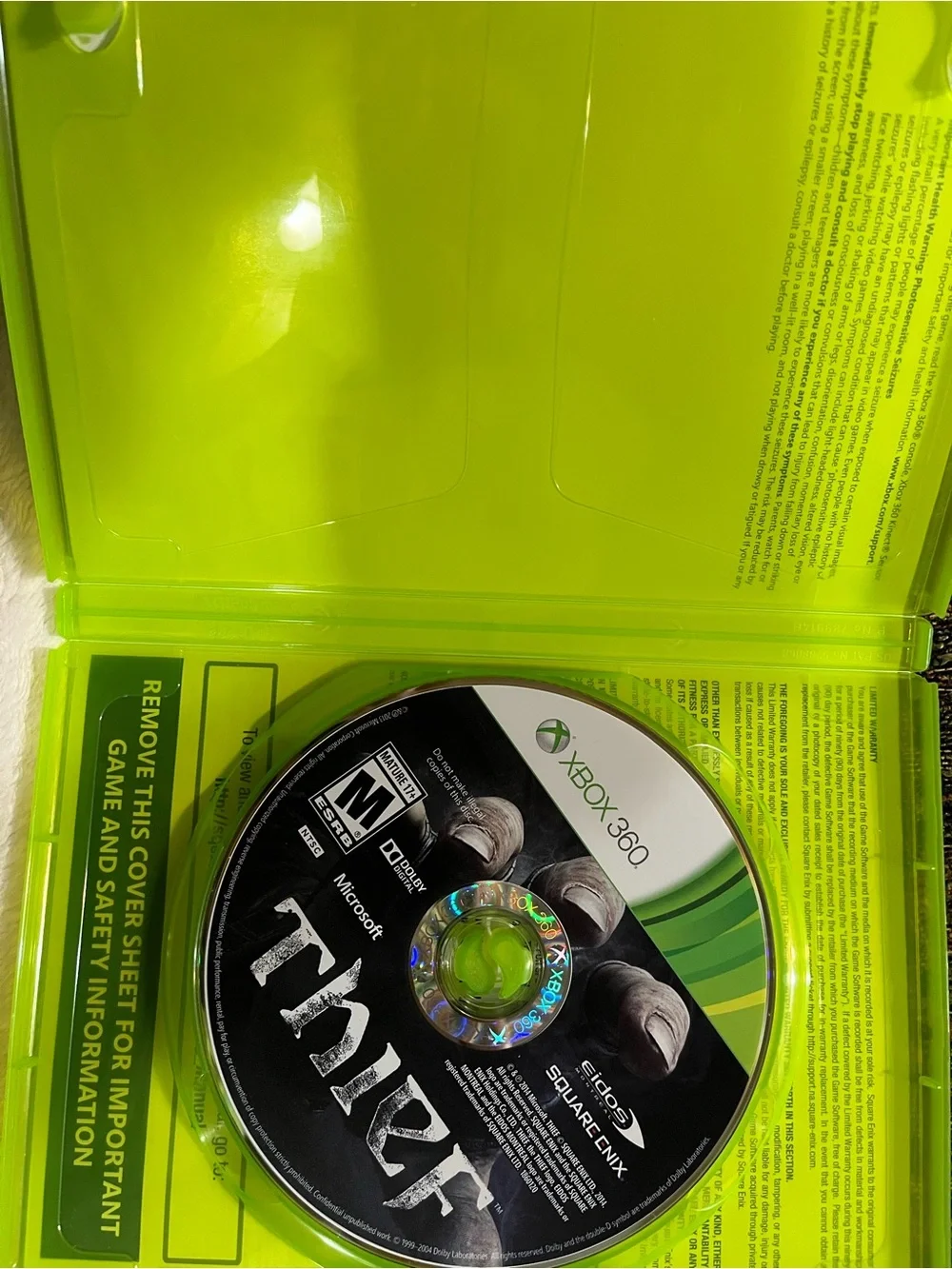 Xbox 360 Thief Video Game - Green Case